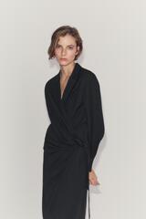 ZARA АТЛАСНОЕ ПЛАТЬЕ С УЗЛОМ — ZW COLLECTION, ЧЕРНЫЙ