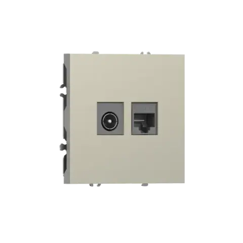 Розетка комбинированная RJ45/TV cat.6, ClassE-8/0-2400 МГц, шампань DONEL S08