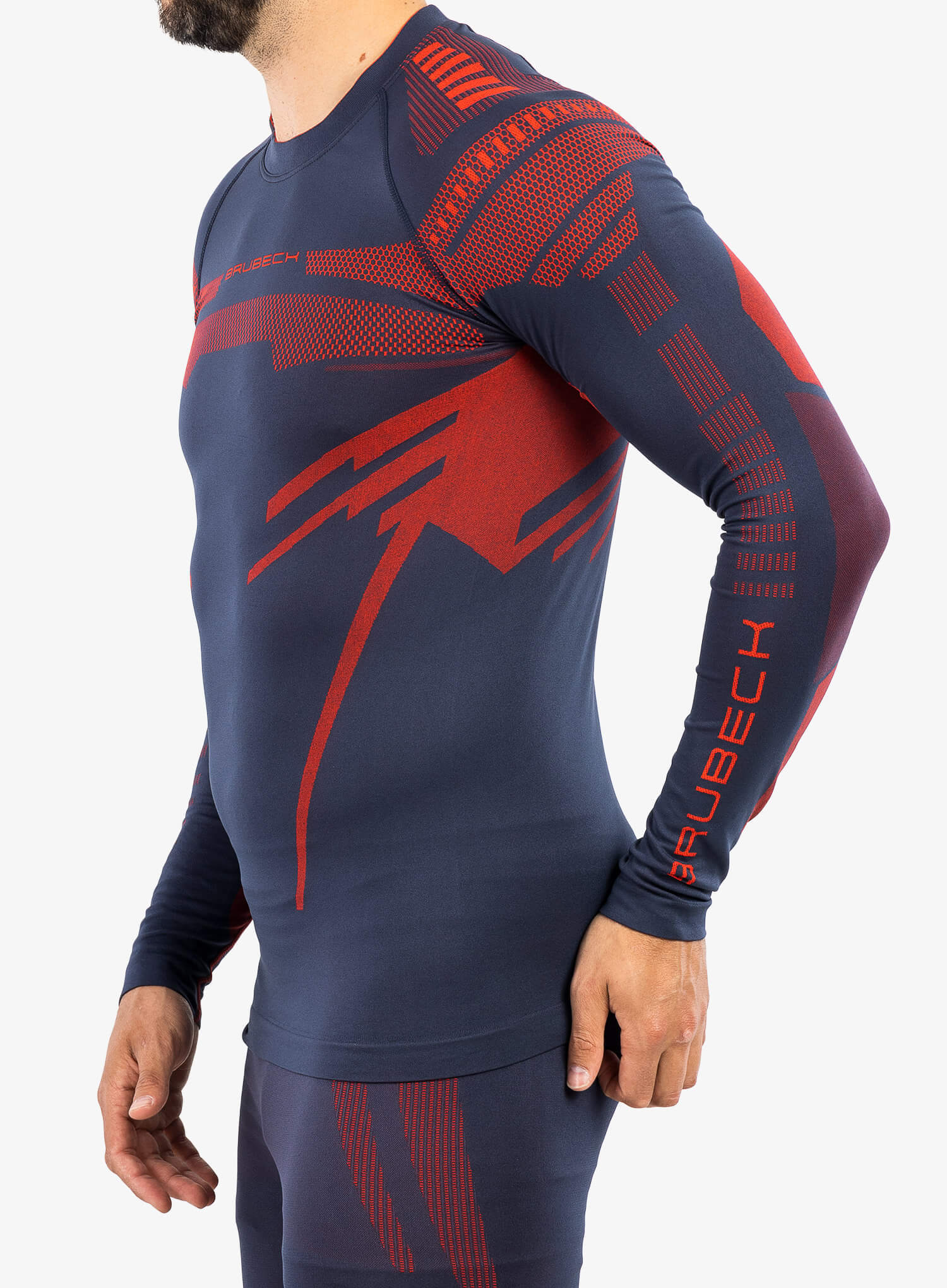 Мужской термолонгслив Brubeck Dry navy-red - 4