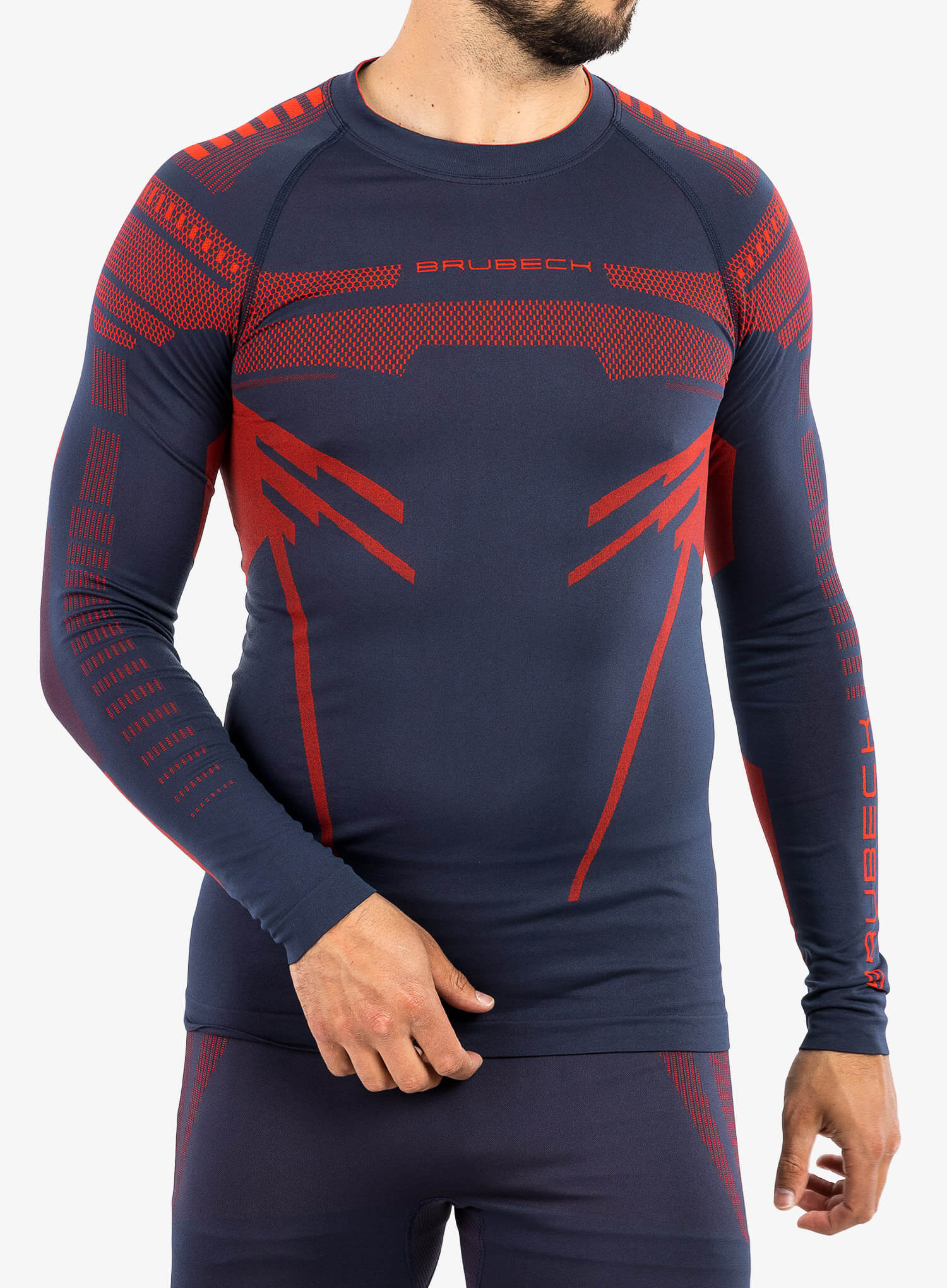 Мужской термолонгслив Brubeck Dry navy-red - 3