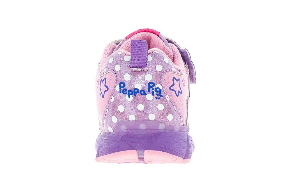 Светящиеся кроссовки Свинка Пеппа (Peppa Pig) на липучках для девочек, цвет сиреневый