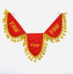 Вымпел тройной Faw (экокожа, красный с желтой вышивкой)