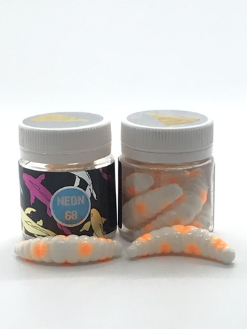 NEON 68 Maggot 46мм (6 шт ) СЫР цвет БЕЛЫЙ/ОРАНЖЕВАЯ ТОЧКА продажа от 2 шт.