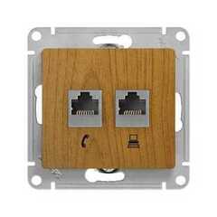 Schneider Electric Glossa Дерево Дуб Розетка 2-местная компьютерная RJ45+RJ45, категория 5E, механизм IP20 скрытая установка GSL000585KK