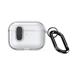 Прозрачный чехол с черной кнопкой для наушников AirPods Pro 3, серия PECL Series от Dux Ducis, в комплекте с карабином