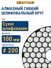 Круг алмазный гибкий шлифовальный ПРАКТИКА 100 мм для сухого шлифования, P 200 (925-563)