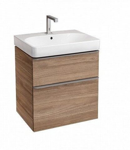 Geberit Smyle Square 500.229.01.1+500.352.JR.1 Раковина 60х48 см+ Шкафчик под раковину 60 см, высота 61.7 см, цвет "пекан"