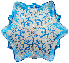 Шар К Фигура Снежинка, Голубой, 38''/97 см, 1 шт.