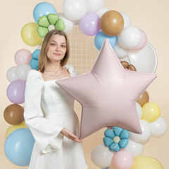 Шар К 30''/76 см, Звезда, Сатин, Розовый, 1 шт. (В упаковке)