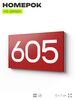 Номер на дверь 605, табличка на дверь для офиса, квартиры, кабинета, аудитории, склада, красная 120х70 мм, Айдентика Технолоджи