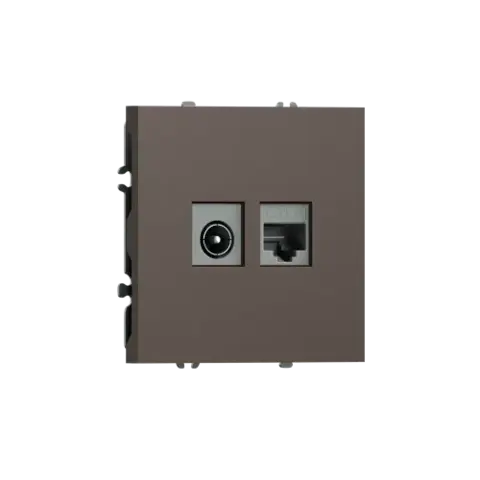 Розетка комбинированная RJ45/TV cat.6, ClassE-8/0-2400 МГц, мокко DONEL S08
