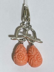 1594-коралл (серьги из серебра)