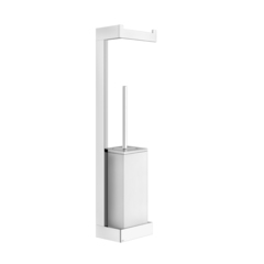 Gessi Rettangolo 20867#031 Стойка с держателем для туалетной бумаги и ершиком, подвесная, цвет: хром/белый фото