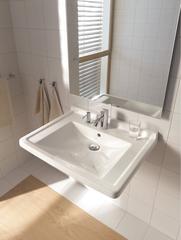 Duravit Starck 3 309700000 Раковина подвесная узкая 700х545 мм. с переливом, с 1 отв под смеситель, цвет белый фото