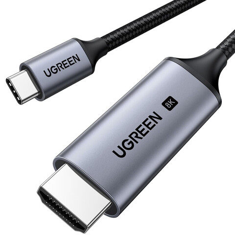 Хаб USB-C UGREEN CM565 (35596) USB-C to HDMI 8K@60Hz Cable 1,5м, серый космос