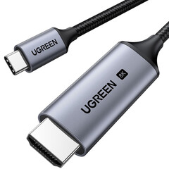 Хаб USB-C UGREEN CM565 (35596) USB-C to HDMI 8K@60Hz Cable 1,5м, серый космос