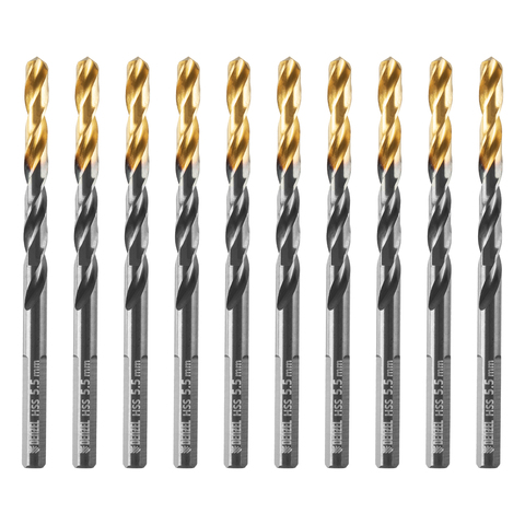 Сверло по металлу, 5,5 мм, HSS-Tin, Golden Tip, 10 шт. Denzel