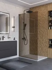 BelBagno UNO-L-1-TB-100-BR-GM Душевая перегородка универсальная с односторонним входом, стекло бронза, профиль Оружейная сталь, 1000x2000 мм фото