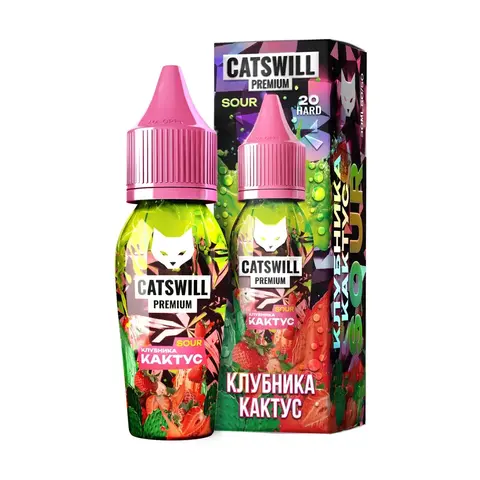 Жидкость CATSWILL PREMIUM SOUR Salt 2% 30 ml - КЛУБНИКА КАКТУС