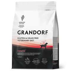 Сухой корм GRANDORF VETERINARY DIET Dog HEPATIC Полнорационный диетический корм для собак, для поддержания функций печени при ХПН 1кг