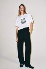 ZARA ФУТБОЛКА ОВЕРСАЙЗ С ТЕКСТОВЫМ ПРИНТОМ, БЕЛЫЙ