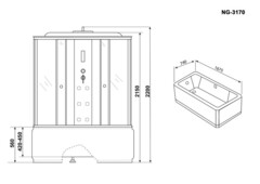Душевая кабина Niagara Ultra NG-3170-01 (170х75х220) высокий поддон,стекло матовое