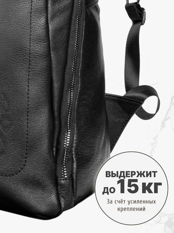 Кожаный мужской рюкзак чёрного матового цвета