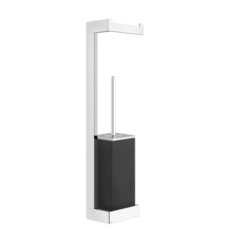 Gessi Rettangolo 20868#031 Стойка с держателем для туалетной бумаги и ершиком, подвесная, цвет: хром/черный фото