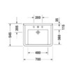 Duravit Starck 3 309700000 Раковина подвесная узкая 700х545 мм. с переливом, с 1 отв под смеситель, цвет белый