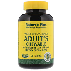 Nature's Plus, Жевательные мульти-витамины и минералы для взрослых с натуральным ананасовым вкусром, 90 таблеток