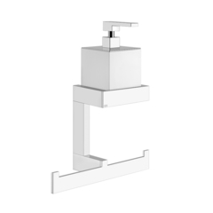 Gessi Rettangolo 20879#031 Стойка дозатором для жидкого мыла и полотенцедержателем, подвесная, цвет: хром/белый фото