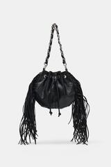 ZARA СУМКА С БАХРОМОЙ, ЧЕРНЫЙ
