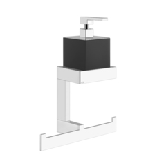 Gessi Rettangolo 20880#031 Стойка дозатором для жидкого мыла и полотенцедержателем, подвесная, цвет: хром/черный фото