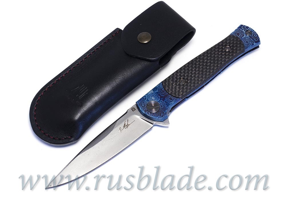 Cheburkov Pike Damascus Timascus CF one-off Knife - фотография 