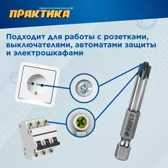Бита отверточная ПРАКТИКА Профи PZ/FL2 х 50мм, для электротехнических работ (2шт), (906-814)