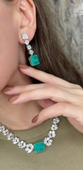 24553 - Серьги из серебра с квадратными подвесками из кварца цвета параиба