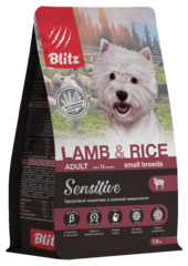 Сухой полнорационный корм Blitz Sensitive Lamb & Rice Adult Dog Small Breeds с ягнёнком для собак мелких пород 1,8 кг