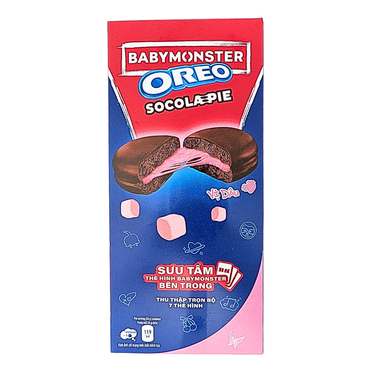 Бисквитное пирожное Oreo x BABYMONSTER Choco-Pie со вкусом клубники, 168 г