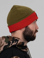 Двустороняя шапка Remington Тight knit brown/red