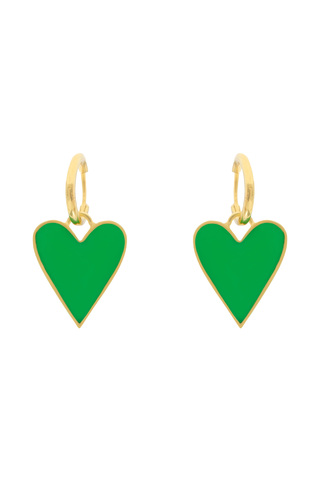 Серьги Лавхарт, серебро 925, позолота 18k, зеленая эмаль
