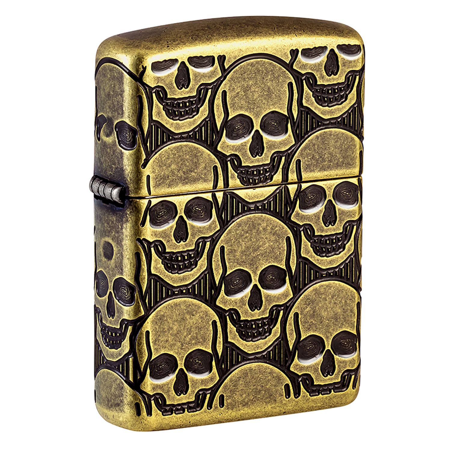Зажигалка ZIPPO Armor® Cackling Cranium с покрытием Antique Brass, латунь/сталь, золотистая, матовая, 38x13x57 мм