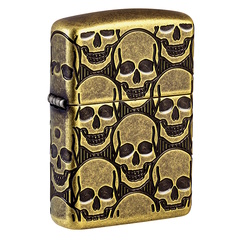 Фото Зажигалка ZIPPO Armor® Cackling Cranium с покрытием Antique Brass, латунь/сталь, золотистая, матовая, 38x13x57 мм