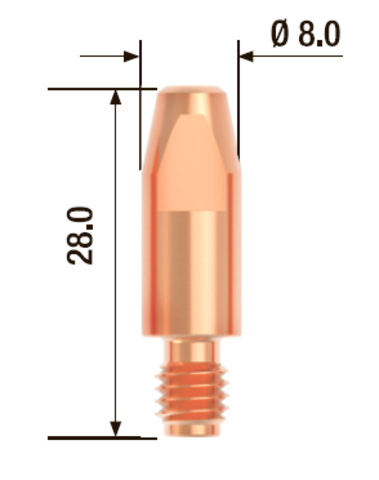 FUBAG Контактный наконечник M6х28 мм ECU D=0.6 мм (10 шт.)