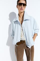 Massimo Dutti Укороченный бомбер с пуговицами, линялый синий