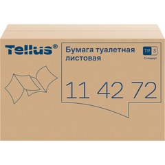 Бумага туалетная листовая Tellus T3 1-слойная белая 40 пачек по 250 листов (114272)