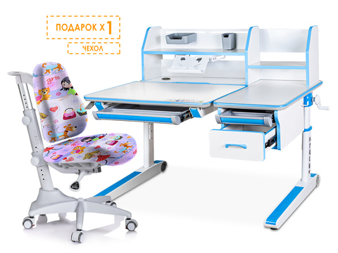 Комплект Mealux парта Sherwood Energy + Match GL (арт. BD-830 W/BL Energy+Y-528 GL)