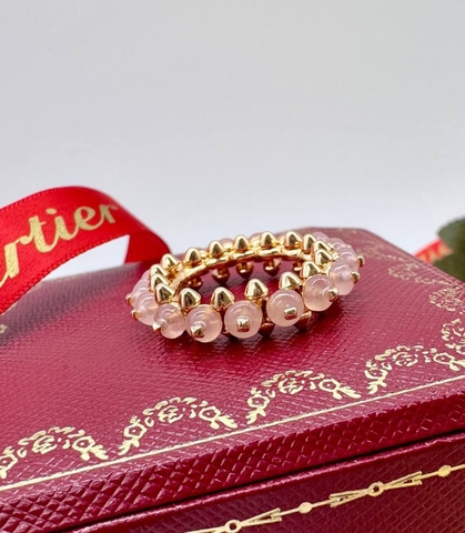 Кольцо CLASH в стиле CARTIER с шипам и розовыми агатами