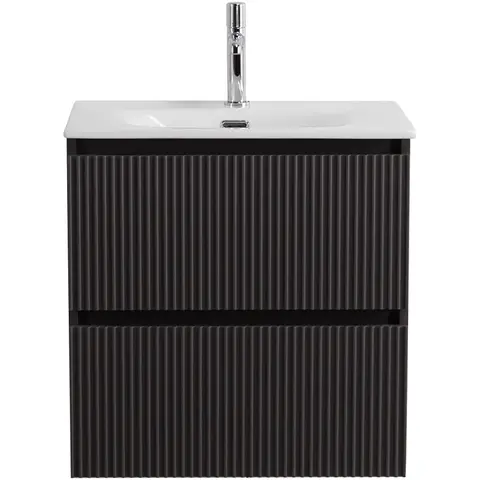 BelBagno UNO-MINI-500-2C-SO-GSO База под раковину подвесная с фрезеров. ручк. по всей длине фасада с двумя выкатн. ящ., Темно-Серый Мат., 500x395x608