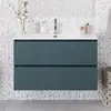 BelBagno UNO-MINI-1000-2C-SO-AO База под раковину подвесная с фрезерованными ручк. по всей длине фасада с двумя выкатн. ящ., Голубой Мат.,1000x395x608