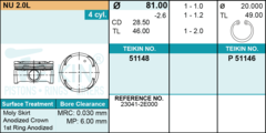 ПОРШЕНЬ STD CRETA, ix35, SPORTAGE 14- ДВИГ NU 2,0 G4NA TEIKIN 81,0 1,0-1,2-2,0 (+ПАЛЕЦ)